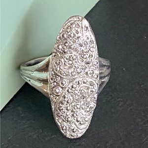 Antique/Vintage 30’s Art Deco Sterling Silver Large Marcasite Ring.